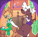  animated anthro big_butt brown_body butt canid canine canis dialogue domestic_dog duo embarrassed gasp male male/male mammal painting poodle roksim royalty servant slap spanking speech_bubble story story_in_description tail_motion 