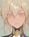  1boy androgynous blonde_hair blush kuzuvine looking_at_viewer lord_of_heroes male_focus nine_(lord_of_heroes) otoko_no_ko pale_skin pink_eyes pointy_ears solo 