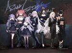  6+girls :d :q ajax_(azur_lane) alternate_costume animal_ears asymmetrical_legwear atago_(azur_lane) azur_lane bag bangs bare_shoulders belfast_(azur_lane) beret black_bra black_dress black_footwear black_hair black_headwear black_jacket black_pants black_shorts bra breasts bremerton_(azur_lane) brick_wall capri_pants cleavage collaboration collarbone cross-laced_footwear dog_ears dress eyebrows_visible_through_hair eyewear_removed friedrich_der_grosse_(azur_lane) full_body graffiti grey_hair group_picture hair_between_eyes hair_over_one_eye hair_ribbon hat high_heels holding holding_bag holding_eyewear holding_toy horns huge_breasts jacket jacket_on_shoulders large_breasts long_hair looking_at_viewer mechanical_horns medium_breasts midriff miwano_ragu mossi multicolored_hair multiple_girls navel off_shoulder official_art open_clothes open_jacket open_mouth pants parted_lips pink_hair platform_footwear product_placement promotional_art purple_eyes purple_hair red_eyes red_horns ribbon see-through_dress shadow short_dress short_shorts shorts sidelocks single_thighhigh sleeveless sleeveless_dress smile sports_bra standing streaked_hair stuffed_animal stuffed_toy stuffed_unicorn sunglasses sweatpants tank_top thighhighs third-party_source tongue tongue_out toy two-tone_hair underwear unicorn_(azur_lane) very_long_hair vittorio_veneto_(azur_lane) watermark white_hair white_ribbon yatsuha_(hachiyoh) zozotown 