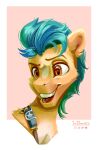  absurd_res brown_eyes earth_pony equid equine eyebrows fur hasbro hi_res hitch_trailblazer_(mlp) horse male mammal mlp_g5 my_little_pony open_mouth open_smile pony raised_eyebrow sheriff_badge signature smile solo teaflower300 teeth 