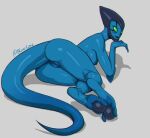  alien anthro ben_10 blue_body blue_skin cartoon_network female green_eyes helen_wheels hi_res kineceleran solo 