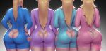  4girls ass_cutout back backboob blonde_hair breasts butt_crack clothing_cutout company_connection crossover from_behind latex long_hair mario_(series) metroid multiple_girls nintendo pinkdrawz pointy_ears princess_peach princess_zelda rosalina samus_aran skin_tight standing super_mario_galaxy super_smash_bros. the_legend_of_zelda thighhighs unitard 