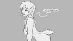  16:9 anthro bodily_fluids breasts canid canine canis domestic_dog drooling female good_girl grey_background greyscale mammal mid_transformation monochrome saliva simple_background small_breasts solo speech_bubble tongue tongue_out watsup widescreen 