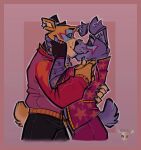  clothing doekawaii dokewai duo ear_piercing five_nights_at_freddy&#039;s five_nights_at_freddy&#039;s:_security_breach glamrock_bonnie_(fnaf) glamrock_freddy_(fnaf) hand_on_face handwear holding_each_other kissing machine male male/male piercing robot romantic romantic_couple scottgames video_games 