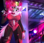  absurd_res anthro caliluminos canid canine canis clothing cyber_(disambiguation) female five_nights_at_freddy&#039;s five_nights_at_freddy&#039;s:_security_breach hi_res mammal roxanne_wolf_(fnaf) roxy science_fiction scottgames solo suit tentacles uniform video_games wolf 