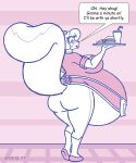  2017 anthro apron belly beverage big_belly big_butt bottomwear burger butt clothing digital_media_(artwork) english_text female food footwear fries hair hi_res hyper hyper_belly hyper_pregnancy mammal mephitid open_mouth pants plate pregnant satsumalord shoes sketch skunk solo speech_bubble stacy_(satsumalord) text thick_thighs tray waitress_uniform 