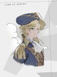  1girl androgynous bianca_devicci blonde_hair blue_eyes clover_games freckles hat highres looking_at_viewer lord_of_heroes official_art pale_skin pirate pirate_hat 