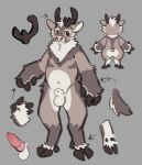  animal_genitalia anthro asnnonaka balls belly biped brown_antlers brown_body brown_fur brown_tail cervid cheek_tuft chest_tuft dark_antlers digitigrade elbow_tufts erection facial_tuft fully_sheathed fur genitals glistening glistening_eyes gloves_(marking) grey_background hi_res leg_markings looking_aside male mammal markings navel penis pink_nose pink_penis scut_tail sheath short_tail simple_background slightly_chubby smile socks_(marking) solo standing tuft white_balls white_belly white_body white_fur white_inner_ear white_sheath white_tail yellow_eyes 