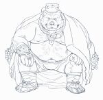  2022 absurd_res anthro belly biped bottomwear bulge clothing hat headgear headwear hi_res huynhduyad14 kemono male mammal moobs nipples overweight overweight_male shorts simple_background solo ursid white_background 