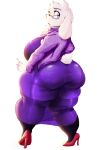  anthro big_breasts big_butt boss_monster bovid breasts butt caprine eyewear female fur garuda_six glasses hi_res high_heels huge_butt looking_at_viewer looking_back looking_back_at_viewer mammal toriel undertale undertale_(series) video_games white_body white_fur 