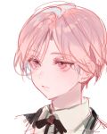  1boy :/ child expressionless joshua_levinth kuzuvine looking_to_the_side lord_of_heroes male_focus pale_skin pink_hair purple_eyes solo white_background 