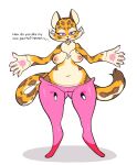  anthro areola bottomwear breasts chest_tuft clawroline claws clothed clothing dialogue duo english_text eyelashes eyeliner female hi_res kaboozey kirby kirby_(series) makeup male male/female nintendo nipples pants partially_clothed pawpads text topless tuft video_games 