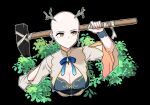  1girl antlers bald branch brooch bush ceres_fauna dress earrings getting_over_it hammer highres hololive hololive_english jewelry kkamanggwi leaf mole mole_under_eye ribbon sledgehammer solo virtual_youtuber yellow_eyes 