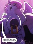 alcohol amber_eyes anthro aroused beverage big_breasts big_butt big_nipples bodily_fluids bottle breasts bubble butt canid canine devious_grin dialogue drunk drunk_bubble ear_piercing english_text fangs female fur genital_fluids genitals hair hi_res holding_breast in_heat looking_at_viewer mammal mischievous neosavias nipple_piercing nipple_ring nipples nude open_mouth open_smile overweight piercing pink_body pink_fur pink_hair pink_nose pussy pussy_juice raised_tail salivating smile solo substance_intoxication talking_to_viewer teeth teeth_showing text tipsy 