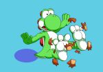  3_toes ambiguous_gender barefoot belly feet feral foot_focus foot_growth green_body growth marblepan mario_bros nintendo palms shell shocked shocked_expression simple_background soles solo spread_arms toes torn_shoes turtle_shell video_games white_belly yoshi yoshi_(character) 