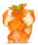  ambiguous_gender dragon elemental_creature flora_fauna food food_creature fruit leaf living_fruit looking_at_viewer not_furry orange_body plant simple_background solo standing 