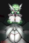  big_breasts breasts cleavage clothed clothing female gardevoir holding_breast legwear nintendo not_furry panties pok&eacute;mon pok&eacute;mon_(species) solo the_lost_artist thigh_highs tongue tongue_out underwear video_games 