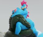  3d_(artwork) anthro areola between_breasts big_breasts blue_body breasts connivingrat crocodilian crocodylid digital_media_(artwork) duo female green_body hand_on_back hand_on_butt hand_on_head head_between_breasts helm_(connivingrat) huge_breasts male male/female nintendo nipples nude pink_nipples pok&eacute;mon pok&eacute;mon_(species) reptile scalie straddling video_games yuki_(evov1) yukigatr_(evov1) 