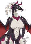  anthro breasts claws dragon dragonmaid_strahl duel_monster featureless_breasts female hi_res horn konami looking_at_viewer membrane_(anatomy) membranous_wings nude solo wings xan_(pixiv) yu-gi-oh 