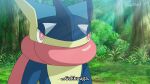  character_name derivative_work english_commentary forest greninja highres leafbladex_yt light_rays looking_at_another nature pokemon pokemon_(anime) pokemon_(creature) pokemon_swsh_(anime) screencap_redraw solo subtitled sunbeam sunlight twitter_username upper_body 