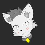  blush blush_lines collar fur grey_background grey_body grey_fur headshot kemono male me&#039;ve odd_copper simple_background 