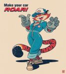  absurd_res anthro baseball_cap breasts cleavage clothed clothing conditional_dnp english_text esso felid female footwear fox-pop gloves handwear hat headgear headwear hi_res jumpsuit looking_at_viewer mammal pantherine shoes solo text tiger 