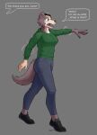  anthro badroy beastars canid canine canis clothed clothing female hand_focus identity_change juno_(beastars) mammal solo transformation wolf 