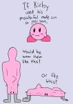  blush comparing duo erection faceless_character faceless_male grey_body happy_harvey hi_res human kirby kirby_(series) larger_prey male male/male mammal meme mouthful nintendo phone_drawing pink_body question size_difference smaller_pred video_games vore 