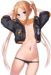  1girl abigail_williams_(fate) absurdres bangs blonde_hair blue_eyes blush breasts fate/grand_order fate_(series) highres kopaka_(karda_nui) long_hair long_sleeves looking_at_viewer navel parted_bangs small_breasts solo thighs 