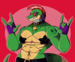  absurd_res alligator alligatorid animatronic cherrii_pop choker clothing crocodilian five_nights_at_freddy&#039;s five_nights_at_freddy&#039;s:_security_breach hi_res jewelry lingerie machine male montgomery_gator_(fnaf) muscular muscular_male necklace reptile robot scalie scottgames smile solo video_games 