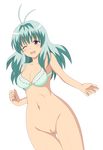  1girl absurdres blush bra breasts green_hair highres lingerie long_hair photoshop pussy run_elsie_jewelria solo to_love-ru toloveru uncensored underwear 