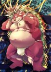  2022 anthro asian_clothing belly bulge clothing east_asian_clothing eulipotyphlan fundoshi genital_outline hedgehog hi_res humanoid_hands japanese_clothing kemono lost_out_gi male mammal moobs overweight overweight_male penis_outline solo underwear white_clothing white_fundoshi white_underwear 