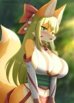  absurd_res anthro blush breasts canid canine clothed clothing faroula_twitt female fox fur hair hi_res looking_at_viewer mammal solo 
