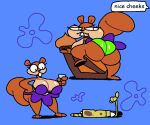  anthro big_breasts big_butt breasts butt cheek_bulge duo female looking_at_viewer male mammal nickelodeon puffed_cheeks rodent sandy_cheeks sciurid speech_bubble sponge spongebob_squarepants spongebob_squarepants_(character) superiorfox 