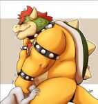  anthro armband bowser bracelet collar danipika duo eyebrows facial_hair fellatio hair hi_res horn jewelry koopa male male/male mario_bros muscular muscular_anthro muscular_male nintendo oral penile red_hair reptile scalie sex shell spiked_armband spiked_bracelet spiked_collar spiked_shell spikes spikes_(anatomy) tongue video_games yellow_body 