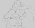  anthro back_muscles biceps butt cape clothing driedwarek felid lifewonders live-a-hero male mammal mask muscular muscular_anthro muscular_male pantherine rear_view ryekie_(live-a-hero) sketch solo superhero tiger video_games 