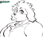  anthro blush bust_portrait canid canine canis domestic_dog exe_exem floppy_ears hisaki_(live-a-hero) lifewonders live-a-hero male mammal muscular muscular_anthro muscular_male pecs portrait sketch solo video_games 