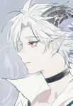  1boy asmodea_(latale) choker demon demon_boy demon_horns facing_to_the_side horns kuzuvine latale looking_to_the_side pale_skin pointy_ears profile red_eyes white_hair 