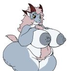  2018 annaphet_(vdisco) anthro areola big_breasts black_sclera body_hair bovid breasts caprine caprine_demon cellulite curvy_figure demon female genitals goat_demon grey_areola grey_nipples hair hand_on_breast horizontal_pupils horn mammal nipples nude overweight overweight_anthro overweight_female pink_hair pubes pupils pussy simple_background solo vdisco voluptuous white_background wide_hips yellow_eyes 