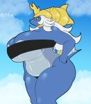  anthro big_breasts blush breasts cleavage clothed clothing female gris_swimsuit hi_res huge_breasts lunis1992 meme meme_clothing nintendo one-piece_swimsuit pok&eacute;mon pok&eacute;mon_(species) samurott solo swimwear thick_thighs translucent translucent_clothing translucent_swimwear video_games 