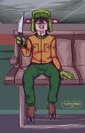  cervid clothing comedy_central fluffybardo hi_res knife kyle_broflovski mammal sitting solo south_park young 