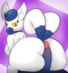  blue_body domestic_cat felid feline felis genitals glans gradient_penis hi_res hot_dogging looking_back mammal meowstic nintendo penis pink_background pink_glans pok&eacute;mon pok&eacute;mon_(species) red_eyes simple_background smile thick_thighs video_games white_body whynotwynaut yellow_eyes 