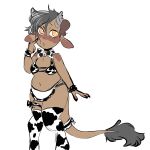  1:1 2021 accessory animal_print anthro apron armwear bell bell_collar big_tail biped blush bovid bovine bow bow_accessory bra bracelet breasts broken_horn brown_body brown_fur cattle chest_tuft claws clothed clothing collar cow_print digital_media_(artwork) female fur furgonomics garter grey_hair grey_horn hair hi_res horn jewelry legwear lingerie looking_at_viewer mammal manitka manitka_(character) navel open_mouth orange_eyes panties ribbons simple_background small_breasts solo stockings tail_clothing thigh_highs tuft underwear white_background 