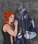  alien bodypaint bonksoundeffect clothing commander_shepard cuddling duo face_paint facial_scar female garrus_vakarian gloves handwear hi_res holding_mug human interspecies_relationship male male/female mammal mass_effect mug romantic romantic_couple scar shirt sleeveless_shirt standing steam topwear turian video_games visor 