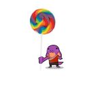  2020 4_fingers anthro candy clothed clothing dessert female fingers food hi_res holding_candy holding_food holding_lollipop holding_object keeshee lollipop ncs purple_body reptile scalie simple_background smile snake snake_hood solo white_background 