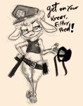  anthro belt bottomless bovid caprine clothed clothing club_(weapon) dawn_bellwether disney female mammal melee_weapon monochrome nightstick police_uniform sheep solo soulcentinel strategically_covered uniform violetechoes weapon zootopia 