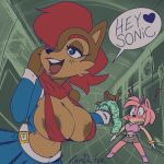  amy_rose anthro archie_comics areola big_breasts blush breasts chipmunk cleavage clothed clothing condom duo eulipotyphlan female ground_squirrel hedgehog hi_res imminent_sex mammal ramdoctor rodent sally_acorn sciurid sega sexual_barrier_device sonic_the_hedgehog_(archie) sonic_the_hedgehog_(comics) sonic_the_hedgehog_(series) 