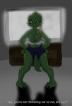  absurd_res animal_humanoid anthro big_breasts blonde_hair blue_bottomwear blue_clothing blue_shorts bottomwear breasts clothing dark_room dialogue dinosaur dinosaur_humanoid eyelashes facial_piercing facial_spikes feet female first_person_view freckles green_body green_eyes green_skin hair hands_on_hips heart_(marking) hi_res humanoid joltrex makeup mascara midriff nose_piercing nose_ring piercing ponytail reptile reptile_humanoid scales scalie scalie_humanoid shadow shorts solo spikes spikes_(anatomy) tail_down television text thick_thighs topwear 