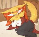  anthro blush breasts butt canid canine delphox female fur genitals hi_res inner_ear_fluff looking_at_viewer mammal ne_i_ro nintendo nipples nude pok&eacute;mon pok&eacute;mon_(species) pussy smile solo tuft video_games 