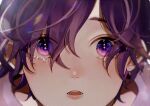  1boy blush crying looking_at_viewer male_focus nijisanji nijisanji_en pale_skin purple_eyes purple_hair ririco_(scorpion1315_) solo star_(symbol) tearing_up uki_violeta virtual_youtuber 